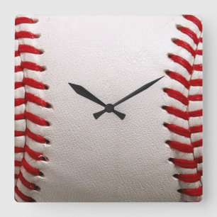 Horloge Carrée Baseball et Softball Couture Rouge