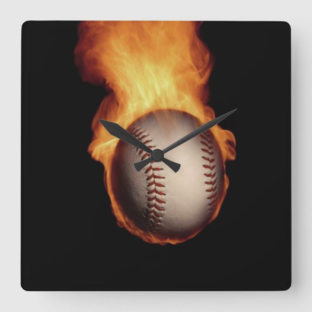 Horloge Carrée Baseball sur l'horloge de pare-feu (Recto)