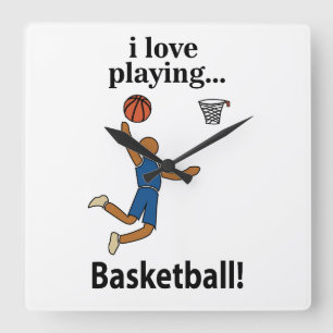Horloge Carrée Basket-ball J'Aime Jouer Basket-ball