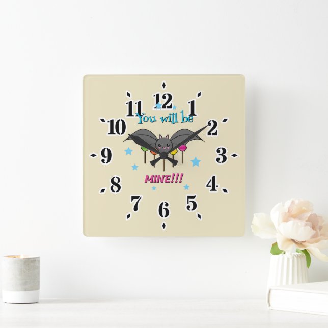 Horloge Carrée Bat Craving Lollipops (Maison)