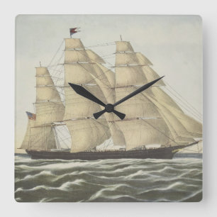 Horloge Carrée Bateau de tondeuse, nuage volant