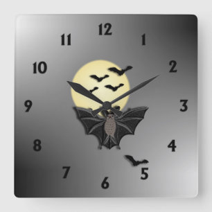 Horloge Carrée Bats d'Halloween