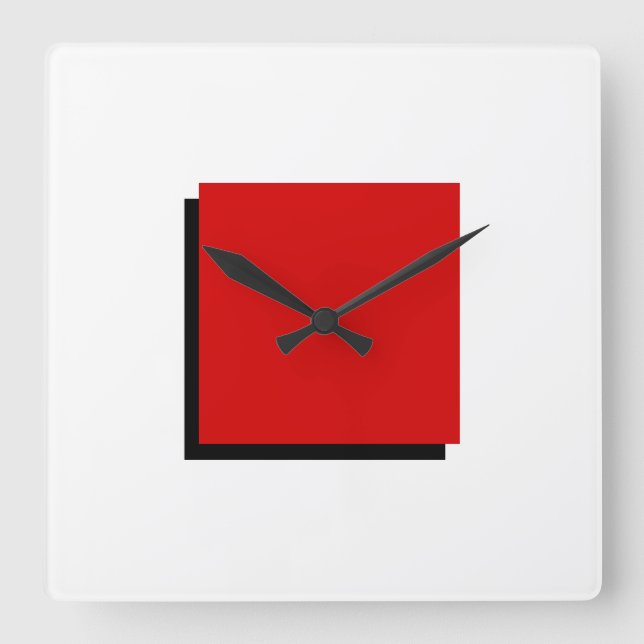 Horloge Carrée Bauhaus Design classique rouge (Recto)