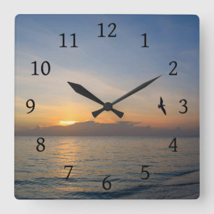 Horloge Carrée Beach Ocean Sunset Photo 195