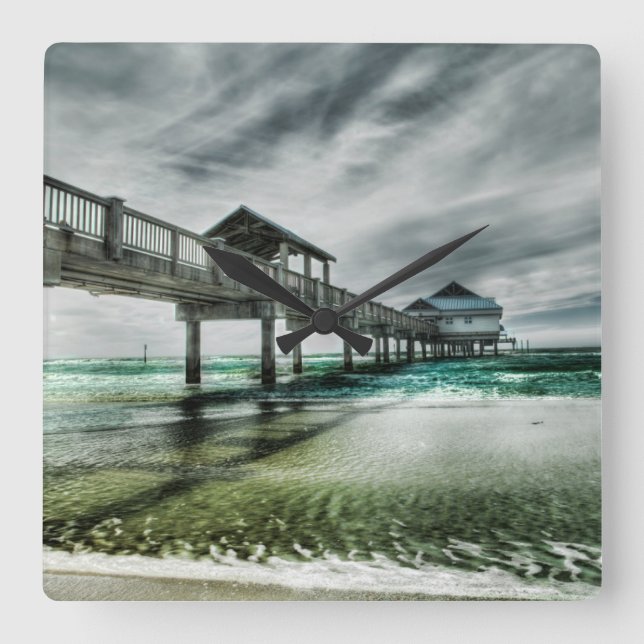 Horloge Carrée Beaches tropicales | Clearwater Floride (Recto)