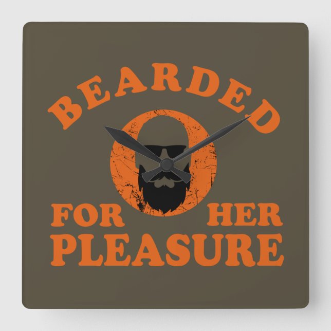 Horloge Carrée Bearded cite drôle barbe dire cadeaux (Recto)