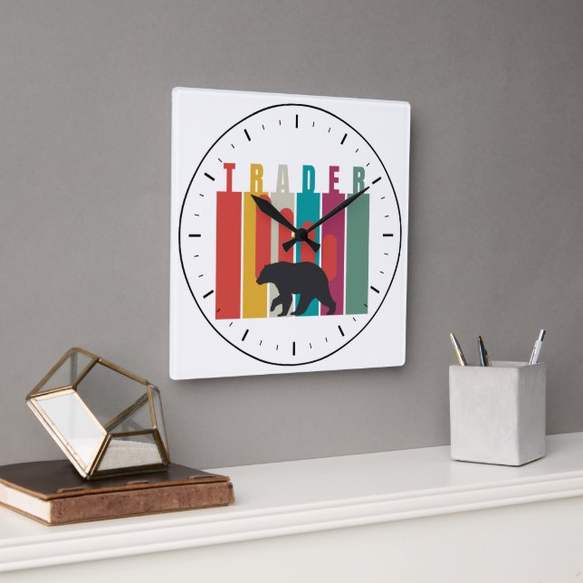 Horloge Carrée Bearish market | Trader | Simple design (Bureau)