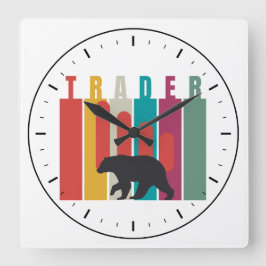 Horloge Carrée Bearish market | Trader | Simple design