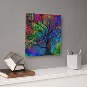 Horloge Carrée Beau Aquarelle