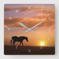 Beau Cheval et lever du soleil matin