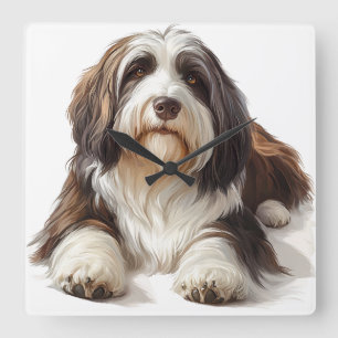 HORLOGE CARRÉE BEAU CHIEN DE COLLIE PORTÉ