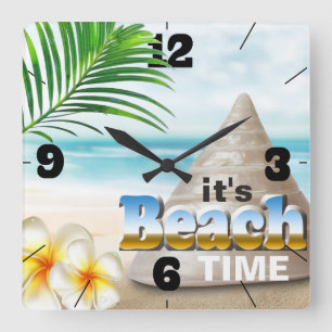 Horloge Carrée Beau coquillage de plage de sable