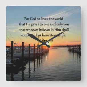 HORLOGE CARRÉE BEAU JOHN 3:16 SUNSET PHOTO DESIGN