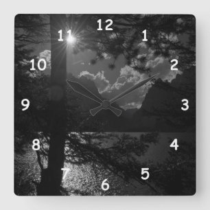 Horloge Carrée Beau lac à la lumière de la Lune