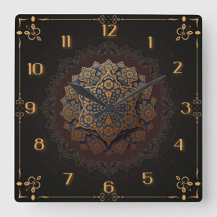 Horloge Carrée Beau mandala