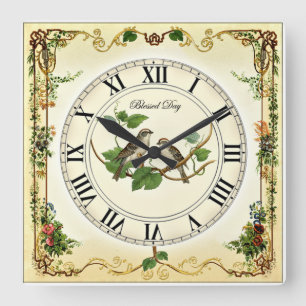 Horloge Carrée Beau métier fait main d'art. Haute qualité,