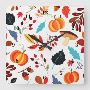 Horloge Carrée Beau Motif d'automne