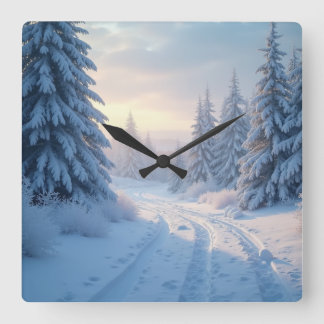 Horloge Carrée beau paysage hivernal
