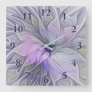 Horloge Carrée Beauté étonnante Fleur d'art Abstrait fractal mode