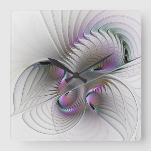 Horloge Carrée Beauté surréaliste timide Art fractal abstrait mod