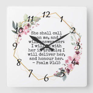Horloge Carrée Beautiful Flowers Psaume 91
