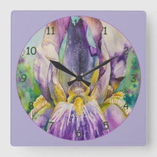 Horloge Carrée Beautiful Purple Iris