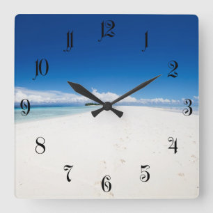 Horloge Carrée Beautiful white sables beach and turquoise ocean