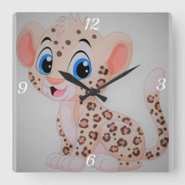 Horloge Carrée Bébé adorable léopard