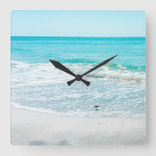 Horloge Carrée Bécasseau de sable de Floride