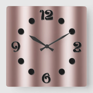 Horloge Carrée Beige Brown Bandes verticales floues pour rideau