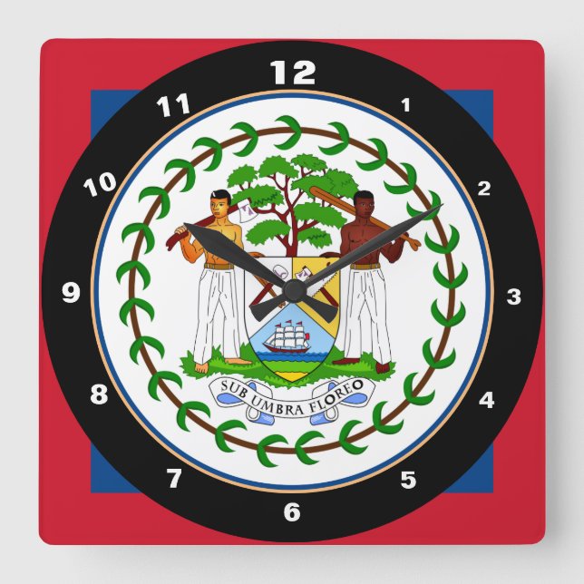 Horloge Carrée Belize Flag & Belize trendy fashion /design clock (Recto)