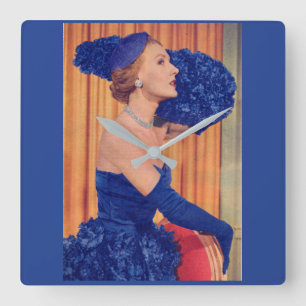Horloge Carrée Belle année 1950 en bleu