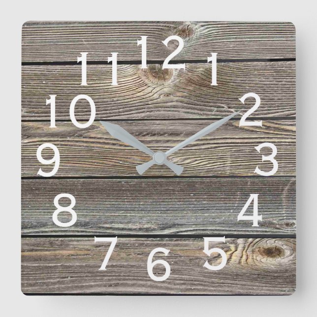 Horloge Carrée Belle apparence authentique rustique Bois de grang (Recto)