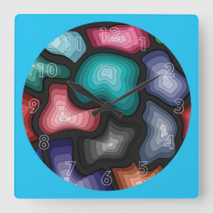 Horloge Carrée Belle et colorée Abstraite