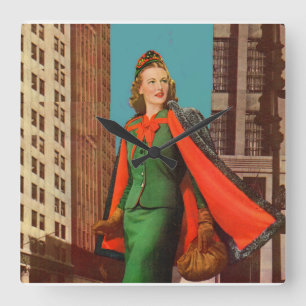 Horloge Carrée belle fille uptown des années 1940