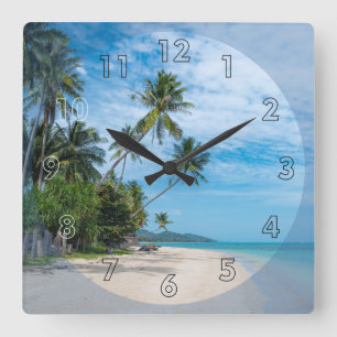 Horloge Carrée Belle Journée à la Plage