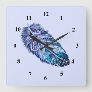 Horloge Carrée Belle plume - Choisissez votre couleur