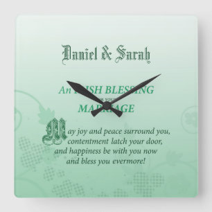 Horloge Carrée Bénédiction de félicitations pour mariage irlandai