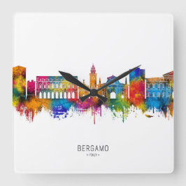 Horloge Carrée Bergamo Italy Skyline
