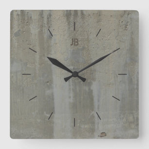 Horloge Carrée BÉTON étiquette STAINÉ  décoration industriell