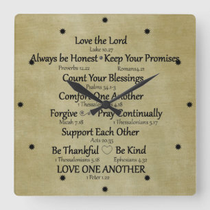 Horloge Carrée Bible Verse Règles de famille