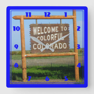 Horloge Carrée Bienvenue à l'horloge murale colorée du Colorado