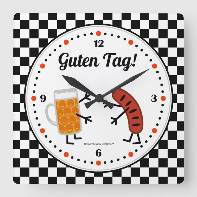 Horloge Carrée Bière et bratwurst - étiquette de Guten - (Recto)