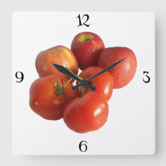 Horloge Carrée Big Apples and Tomatoes Wall Clock