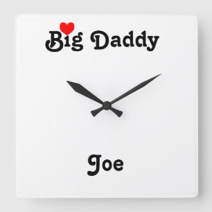 Horloge Carrée Big Daddy with Red Heart Square Wall Clock