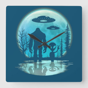 Horloge Carrée Bigfoot Alien OVNI Divulgation Conspiration Don