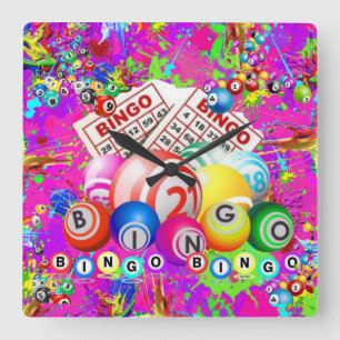 Horloge Carrée BINGO BINGO Conçu par CBDOilPrincess 