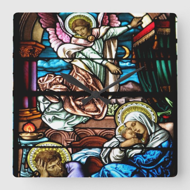 Horloge Carrée Birth of Jesus Stained Glass Window (Recto)