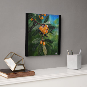 Horloge Carrée Biwa dans la peinture de printemps d'avril par Alf