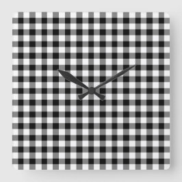 Horloge Carrée Black and white checked gingham pattern